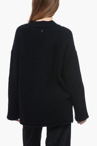 Wool and Cashmere V-Neck Cardigan with Asymmetrical Hem