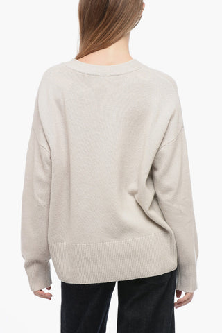Virgin Wool and Cashmere Cardigan with 4-Buttons