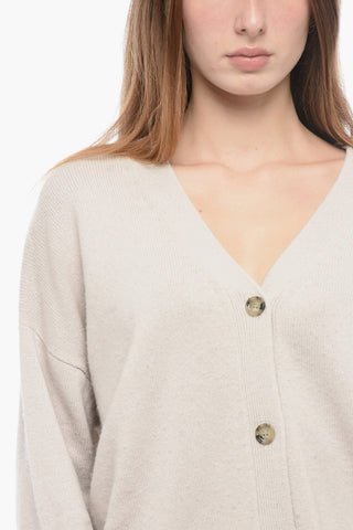 Virgin Wool and Cashmere Cardigan with 4-Buttons
