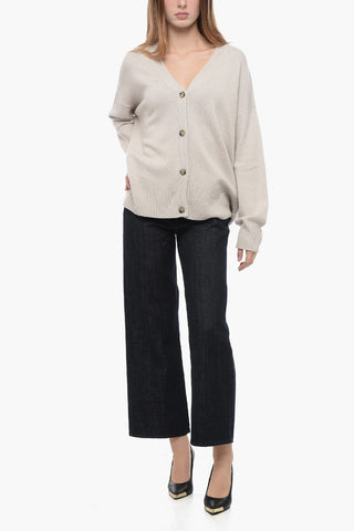 Virgin Wool and Cashmere Cardigan with 4-Buttons