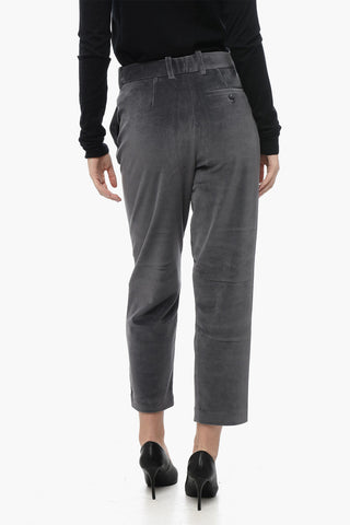 Pantaloni in Velour a Gamba Dritta