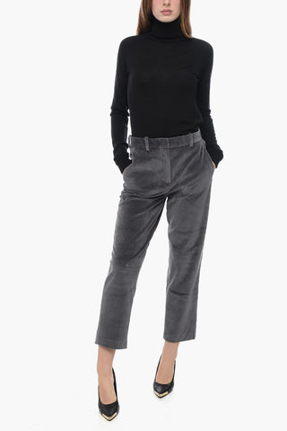 Pantaloni in Velour a Gamba Dritta