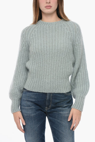 Solid Color LUMINOSITY Crew-neck Sweater with Raglan Sleeves