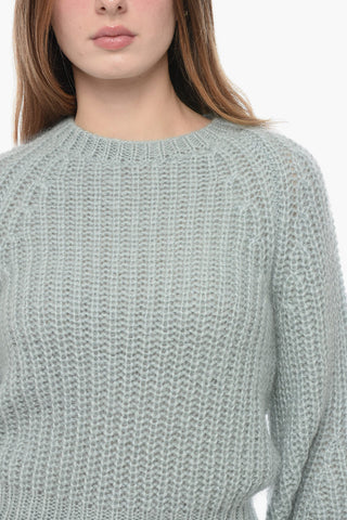 Solid Color LUMINOSITY Crew-neck Sweater with Raglan Sleeves