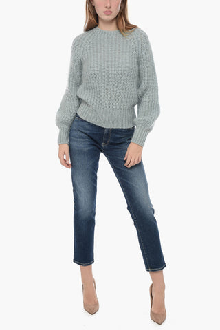 Solid Color LUMINOSITY Crew-neck Sweater with Raglan Sleeves