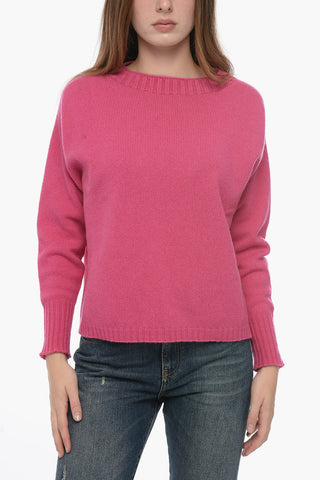 Virgin Wool and Cashmere Crewneck Sweater with Ribbed Details