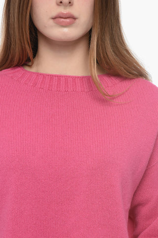 Virgin Wool and Cashmere Crewneck Sweater with Ribbed Details
