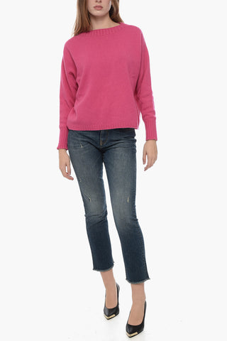 Virgin Wool and Cashmere Crewneck Sweater with Ribbed Details