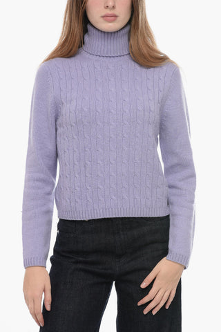 Cable Knit Cashmere Turtleneck Sweater