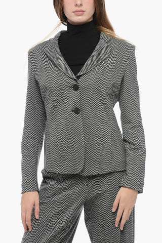 EMPORIO ICON Fitted Blazer with Herringbone Motif