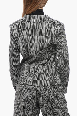EMPORIO ICON Fitted Blazer with Herringbone Motif
