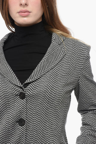 EMPORIO ICON Fitted Blazer with Herringbone Motif