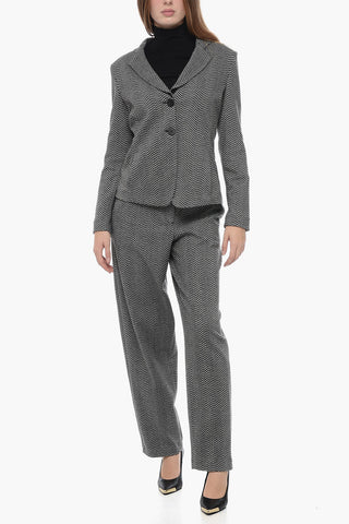 EMPORIO ICON Fitted Blazer with Herringbone Motif