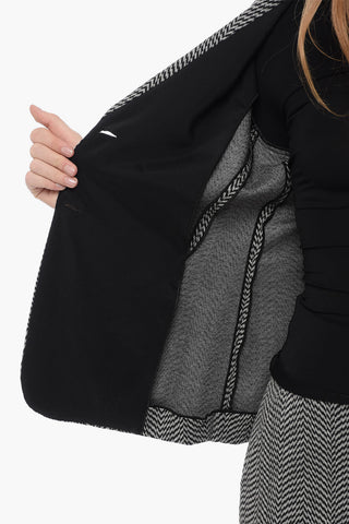 EMPORIO ICON Fitted Blazer with Herringbone Motif