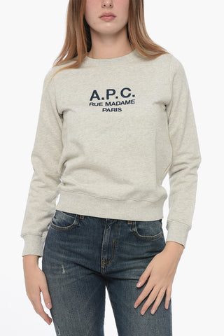 Brushed Cotton Crewneck Sweatshirt with Embroidered Logo