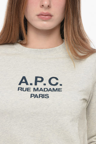 Brushed Cotton Crewneck Sweatshirt with Embroidered Logo