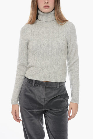 Maglia Collo Alto a Trecce in Misto Cashmere