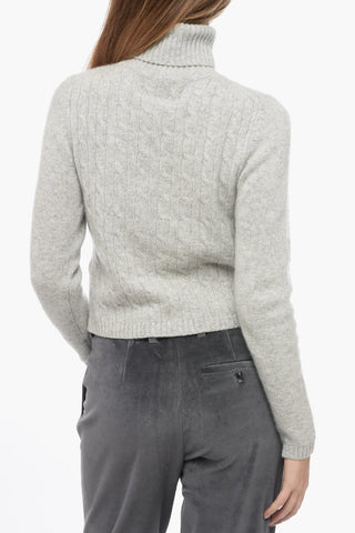 Maglia Collo Alto a Trecce in Misto Cashmere