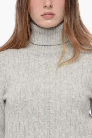 Maglia Collo Alto a Trecce in Misto Cashmere