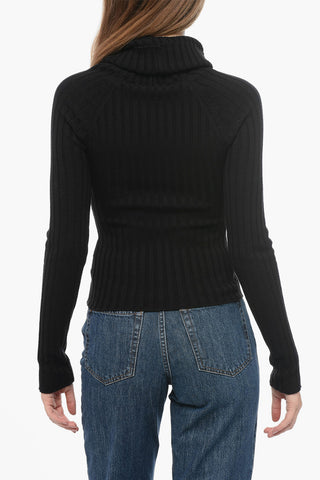 Ribbed Pullover  with Cut-Out