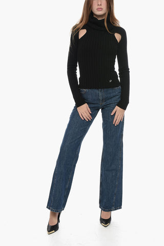 Ribbed Pullover  with Cut-Out