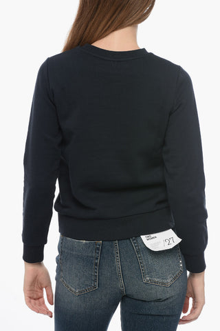 Brushed Cotton Crew-neck Sweatshirt with Contrasting Logo