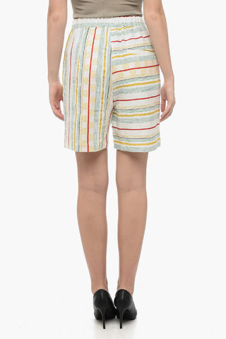 Cotton Blend Shorts with Striped Motif