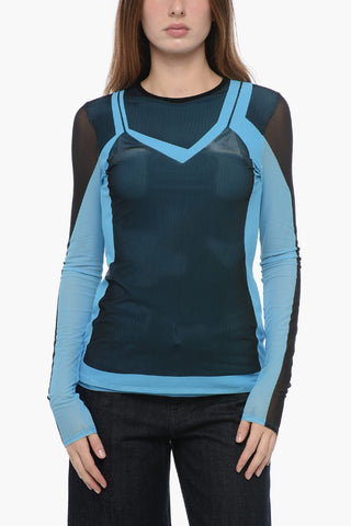 Top in Mesh con Effetto Trompe L'oeil