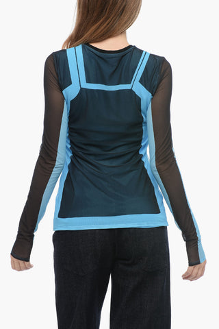 Top in Mesh con Effetto Trompe L'oeil