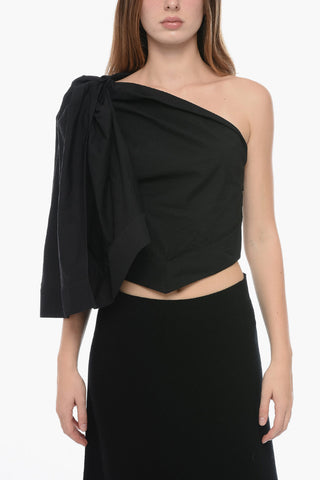 PAULA'S IBIZA One-shoulder Crop Top with Decorative Knot