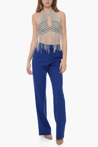 Woven Halter Top with Rhinestone