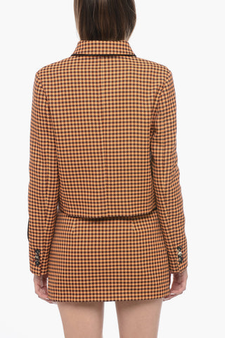 Blazer Crop con Motivo Pied de Poule
