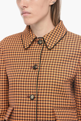 Blazer Crop con Motivo Pied de Poule