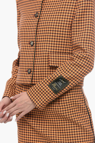Blazer Crop con Motivo Pied de Poule