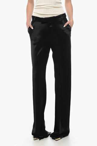 Pantaloni in Satin a Gamba Svasata