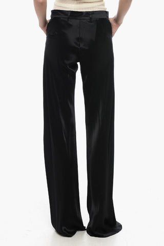 Pantaloni in Satin a Gamba Svasata