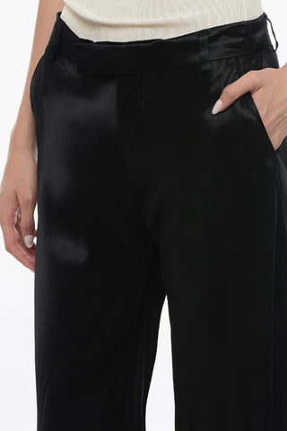 Pantaloni in Satin a Gamba Svasata