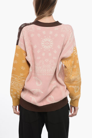 Color-Block-Cardigan mit Paisley-Muster und V-Ausschnitt