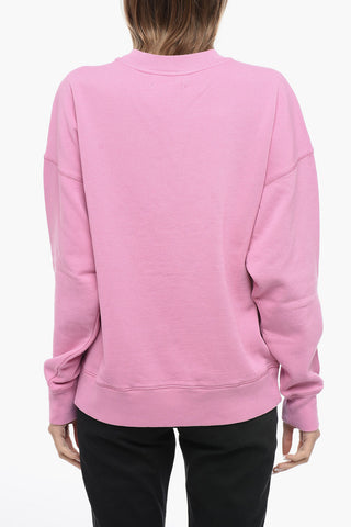 Solid Color Crew-neck Sweatshirt with Contrasting Logo