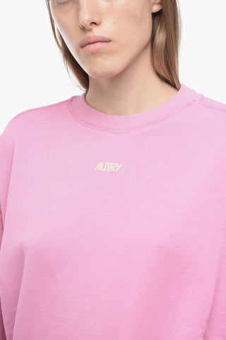 Solid Color Crew-neck Sweatshirt with Contrasting Logo