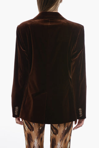 Velour Double-Brest Blazer with Jewels Buttoms