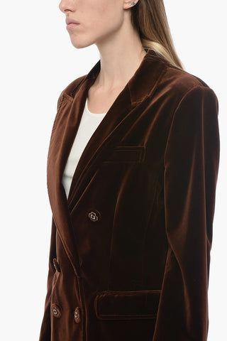 Velour Double-Brest Blazer with Jewels Buttoms