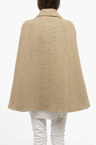 COUTURE Blended Wool Cape with Herringbone Motif