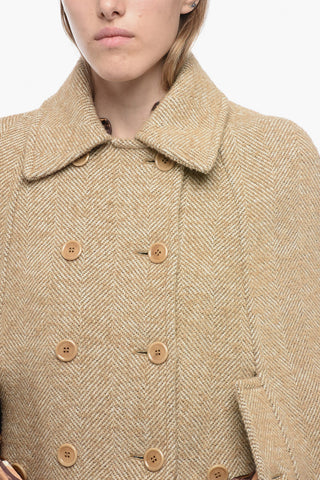 COUTURE Blended Wool Cape with Herringbone Motif