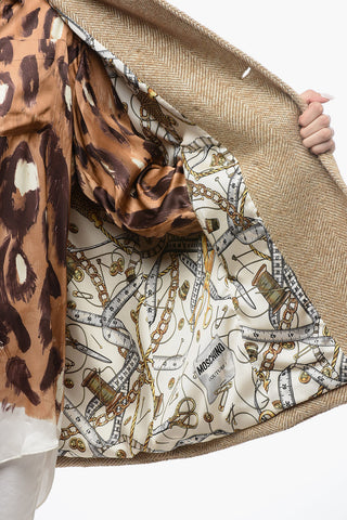 COUTURE Blended Wool Cape with Herringbone Motif