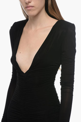 Draped Mini Dress with Rear Zip