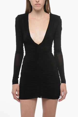 Draped Mini Dress with Rear Zip