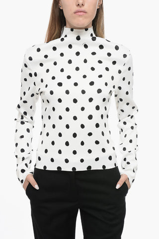 Top in Satin a Pois con Zip sul Retro