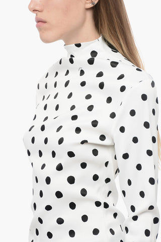 Top in Satin a Pois con Zip sul Retro