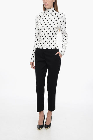 Top in Satin a Pois con Zip sul Retro